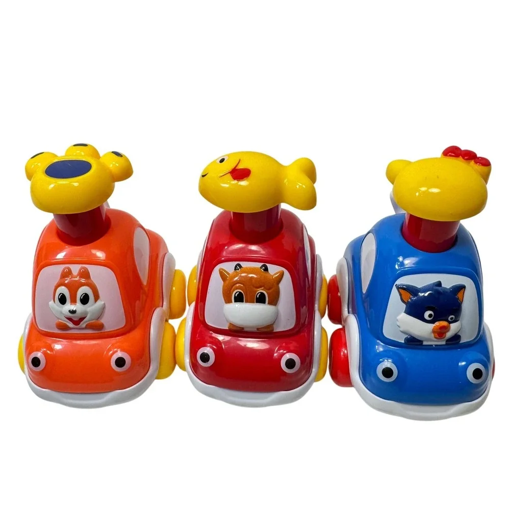Press and Go 3 Piece Set Animal Toy Cars Toddler Friction Powered Interactive